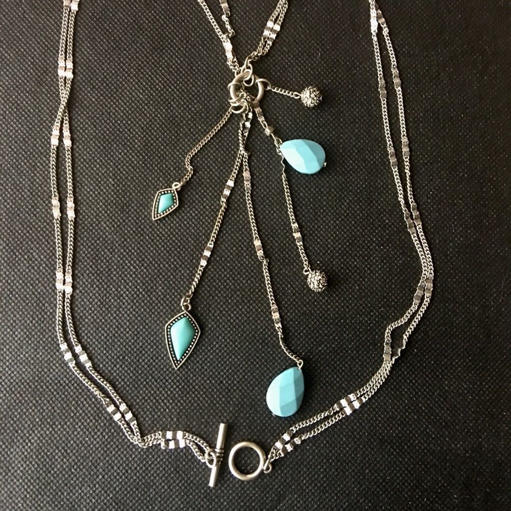 Faux turquoise and silver necklace